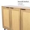 Elegant Kitchen Buffet Storage Cabinet with 3 Rattan Doors for Bedroom Living Room Kitchen Cupboard Wooden Furniture with 3-Tier Shelving ,Natural Col