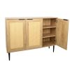 Elegant Kitchen Buffet Storage Cabinet with 3 Rattan Doors for Bedroom Living Room Kitchen Cupboard Wooden Furniture with 3-Tier Shelving ,Natural Col