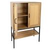 2 Rattan Doors Free Standing Sideboard Storage Cabinet with Bottom Shelf for Kitchen Dinning Room Living Room, Natural Color