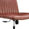 Office chair Brown PU Material. Home Computer Chair Office Chair Adjustable 360 Â¬âˆžSwivel Cushion Chair With Black Foot Swivel Chair Makeup Chair Study