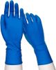 Disposable 14 Mil Blue Latex Gloves. Pack of 50 High Risk 3X-Large Glovs 12" Long with Textured Grid for Janitorial; Plumbing; Painting; Automotive; C