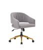 Modern swivel high quality velvet office desk chair grey color in gold metal luxury height adjustable computer chair living room chair