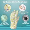 Pack of 12 Ladies Garden Gloves Assorted Floral Cotton Jersey Medium Size Yellow Breathable Gardening Gloves for Woman Resistant PVC Dotted Palm Glove