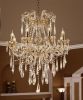 35" Tall" Luminere" 8 LED Light Chandelier with Crystals, Matte Gold and Crystal