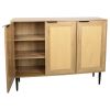 Elegant Kitchen Buffet Storage Cabinet with 3 Rattan Doors for Bedroom Living Room Kitchen Cupboard Wooden Furniture with 3-Tier Shelving ,Natural Col