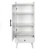 Modern Bathroom Storage Cabinet & Floor Standing cabinet with Glass Door with Double Adjustable Shelves and One Drawer, Extra Storage Space on Top, Wh