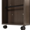 Height Adjustable Overbed End Table Wooden Nightstand with Swivel Top; Storage Drawers; Wheels and Open Shelf; (Black Walnut)