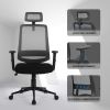 Vanbow.Ergonomic office chair mesh computer chair - High Back Desk Chair with Adjustable Lumbar Support; PP fixed handrail