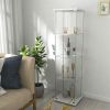 One Door Glass Cabinet Glass Display Cabinet with 4 Shelves; White