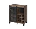 Treju Wine Cabinet; Obscure Glass; Rustic Oak & Black Finish YF