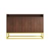 Stylish and Functional 4-Door Storage Cabinet with Square Metal Legs and Particle Board Material,for Living Room and Kitchen,Walnut