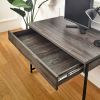 Niche Wood and Metal Desk with One Drawer in Rustic Gray