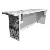 28 Inch Handcrafted Floating Wall Shelf; Ornate Carved Wood With Engraved Floral Details; Distressed White