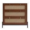 Modern Cannage Rattan Wood Closet 3-Drawer Chest Wood Storage Cabinet Sideboard for Bedroom, Living Room, Entryway, Hallway, Walnut