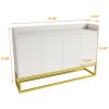 Stylish and Functional 4-Door Storage Cabinet with Square Metal Legs and Particle Board Material,for Living Room and Kitchen,White