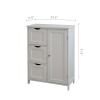 White Bathroom Floor Storage Cabinet; Wooden Freestanding Storage Cabinet; Side Storage Organizer with 1 Cupboard and 3 Drawers