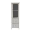 39 Inch Paulownia Wood Accent Cabinet; Vertical; 2 Drawers; 1 Door; Dove Gray