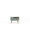 Manhattan Comfort Tribeca 35.43 Mid-Century Modern TV Stand with Solid Wood Legs in Off White and Green Mint