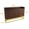 Stylish and Functional 4-Door Storage Cabinet with Square Metal Legs and Particle Board Material,for Living Room and Kitchen,Walnut