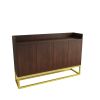 Stylish and Functional 4-Door Storage Cabinet with Square Metal Legs and Particle Board Material,for Living Room and Kitchen,Walnut