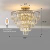 Gold Crystal Chandeliers,5-Tier Round Semi Flush Mount Chandelier Light Fixture,Large Contemporary Luxury Ceiling Lighting for Living Room Dining Room