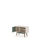 Manhattan Comfort Tribeca 35.43 Mid-Century Modern TV Stand with Solid Wood Legs in Off White and Green Mint