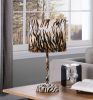 19.25" Faux Suede Tiger Print Metal Table Lamp