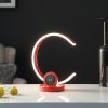 13.25" In Modern C Shape Led W/ Usb/Wireless Charger Port And Touch Dimmer Bright Red Table Lamp