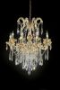 35" Tall" Luminere" 8 LED Light Chandelier with Crystals, Matte Gold and Crystal