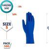 Disposable 14 Mil Blue Latex Gloves. Pack of 50 High Risk Small Glovs 12" Long with Textured Grid for Janitorial; Plumbing; Painting; Automotive; Chem