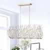 Transitional Crystal Chandelier Ceiling Light 5 lights ; silver Pendant light Fixture for dining room; kitchen island; office; hotel; living room; Dim