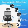 YSSOA Office Ergonomic Mesh Computer Chair with Wheels &amp; Arms &amp; Lumbar Support; 02B; Black-Pro