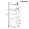 70.8 Inch Tall Bookshelf; 6-tier Shelves with Round Top Frame; MDF Boards; Adjustable Foot Pads; White