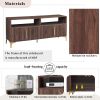 TREXM 58' L Sideboard with Gold Metal Legs and Handles Sufficient Storage Space Magnetic Suction Doors (Brown)