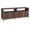 TREXM 58' L Sideboard with Gold Metal Legs and Handles Sufficient Storage Space Magnetic Suction Doors (Brown)