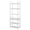 70.8 Inch Tall Bookshelf; 6-tier Shelves with Round Top Frame; MDF Boards; Adjustable Foot Pads; White