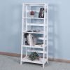 Basics Modern 5-Tier Ladder Wooden shelf Organizer, White 13.7" D x 23.6" W x 58.1" H