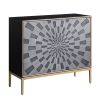 Quilla Console Table in Black; Gray &amp; Brass Finish AC00200