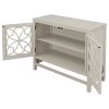 U-style Wood Storage Cabinet with Doors and Adjustable Shelf; Entryway Kitchen Dining Room; Cream White