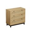 30.31"3-Drawers Storage Cabinet Rope Woven Drawer,for Bedroom,Living Room,Dining Room,Hallways,Oak