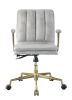 Damir Office Chair; Vintage White Top Grain Leather & Gold 92422