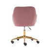 Modern Velvet Fabric Material Adjustable Height 360 revolving Home Office Chair with Gold Metal Legs and Universal Wheels for Indoor; Pink