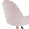 Velvet Home Office Chair with Wheels, Cute Chair with Side Arms and Gold Metal Base for Living Room, Bedroom,and Vanity Room,Bling Desk Nail Desk for