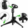 Mini Microphone Stand Tripod Universal Adjustable Desk Microphone Stand Portable Foldable Table Top Desktop Stand with Small Plastic Microphone Clip 5