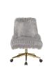 Arundell II Office Chair in Gray Faux Fur &amp; Gold Finish OF00123