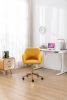 Modern Teddy Fabric Material Adjustable Height 360 Revolving Home Office Chair With Gold Metal Legs And Universal Wheel For Indoor; Yellow