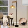 Smart Floor Lamp with Remote Control & APP, Tall Standing Lamp with Rattan Lampshade