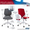 Techni Mobili Height Adjustable Mid Back Office Chair; Grey