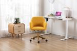 Modern Teddy Fabric Material Adjustable Height 360 Revolving Home Office Chair With Gold Metal Legs And Universal Wheel For Indoor; Yellow