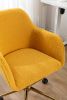 Modern Teddy Fabric Material Adjustable Height 360 Revolving Home Office Chair With Gold Metal Legs And Universal Wheel For Indoor; Yellow